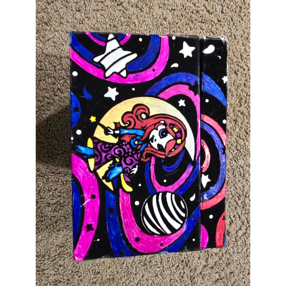 Vintage Lisa Frank Zorbit Space Girl Cardboard Trinket Box Celestial Y2K Decor - Picture 5 of 9
